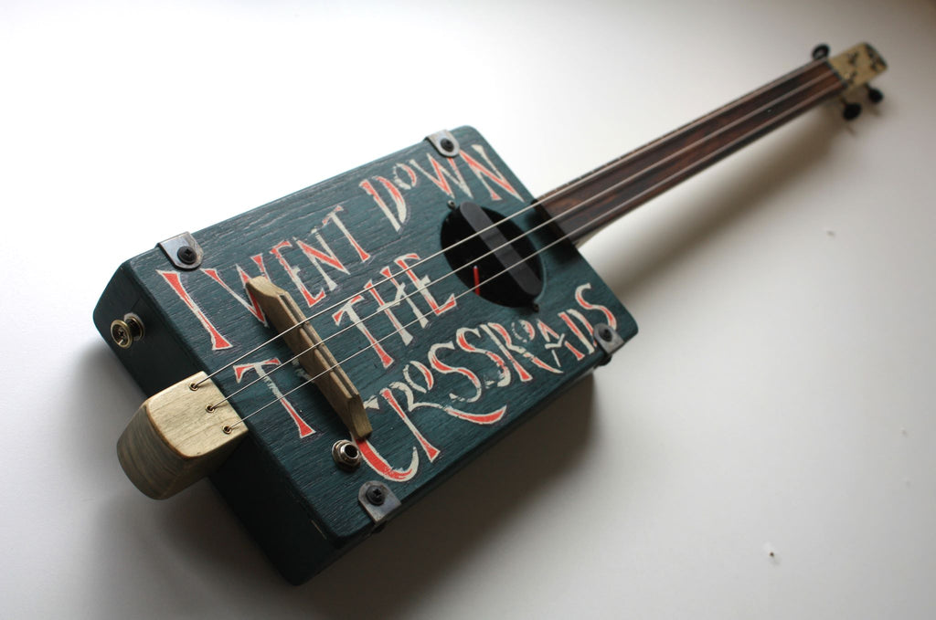 Workshop Series - Fretless - "I Went Down to the Crossroads" Dark Green - 3 String Cigar Box Guitar