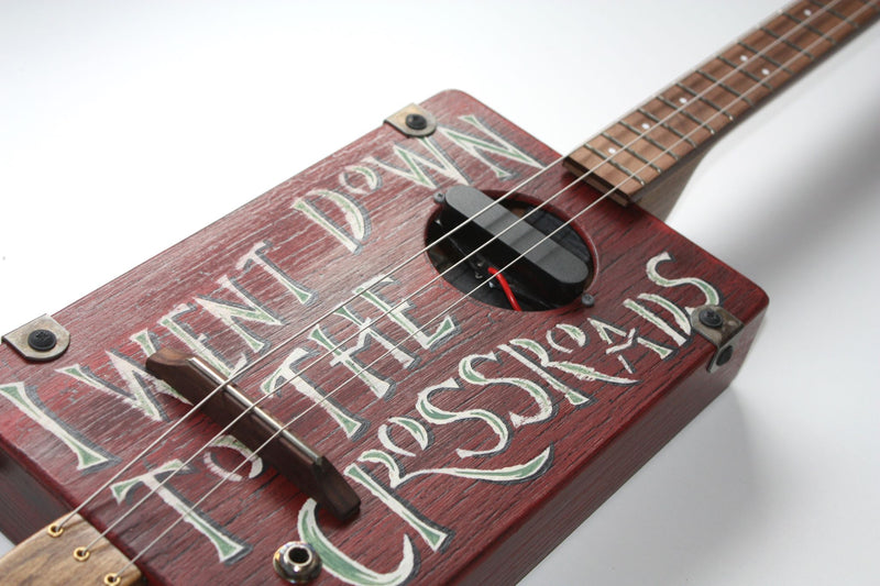Workshop Series "I Went Down to the Crossroads" Red Crackle - 3 String Cigar Box Guitar