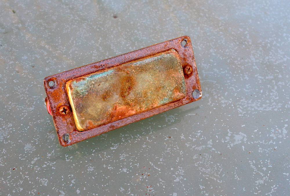 Mini Humbucker Pickup - aged brass with mounting ring.