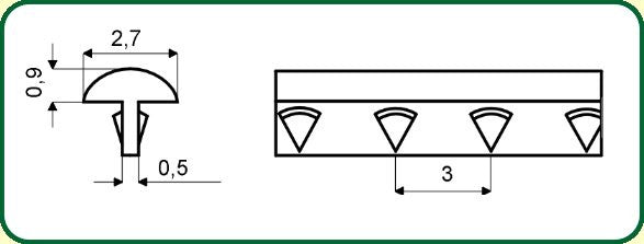 Fretwire by Van Gent - Xtra Jumbo 18% Nickel Silver, measurement drawing.