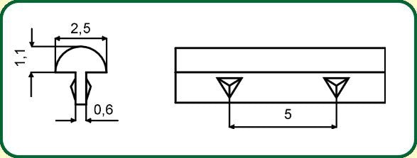 Fretwire by Van Gent - Jumbo 18% Nickel Silver, measurement drawing.