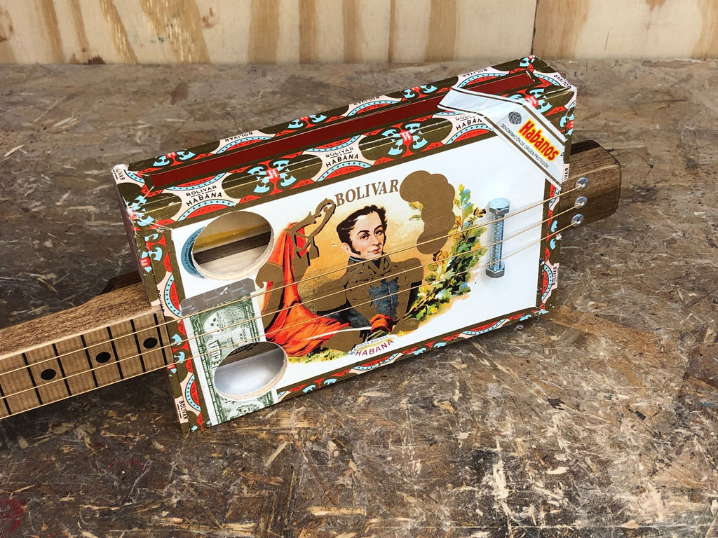 Bolivar Fretless - Lefty - 3 String Cigar Box Guitar