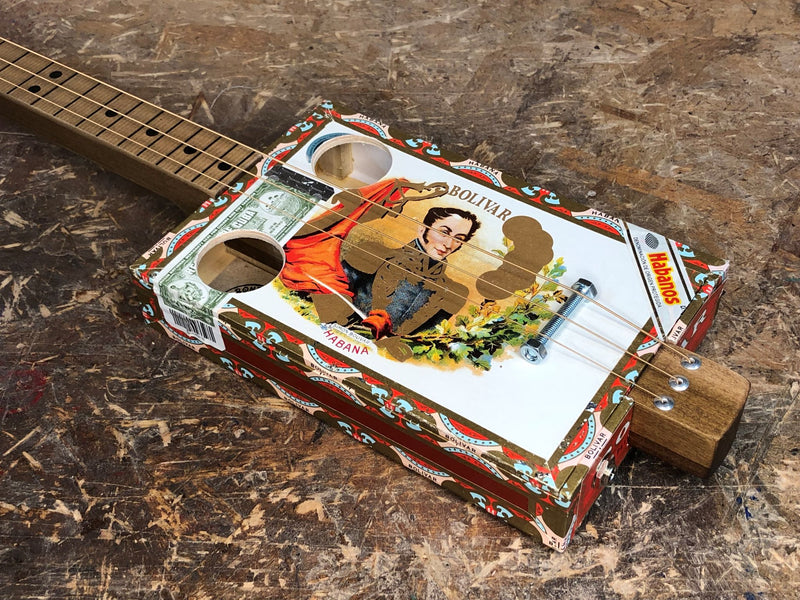 Bolivar Fretless - Lefty - 3 String Cigar Box Guitar
