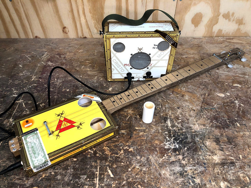 Montecristo fretless & Mini AMP - 3 string cigar box guitar bundle