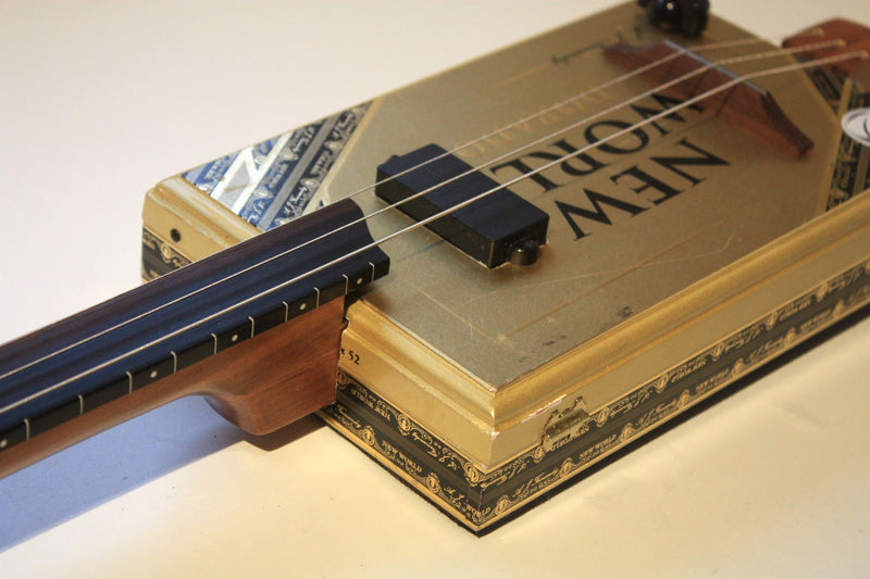 New World - Compact, Fretless - 3 string cigar box guitar