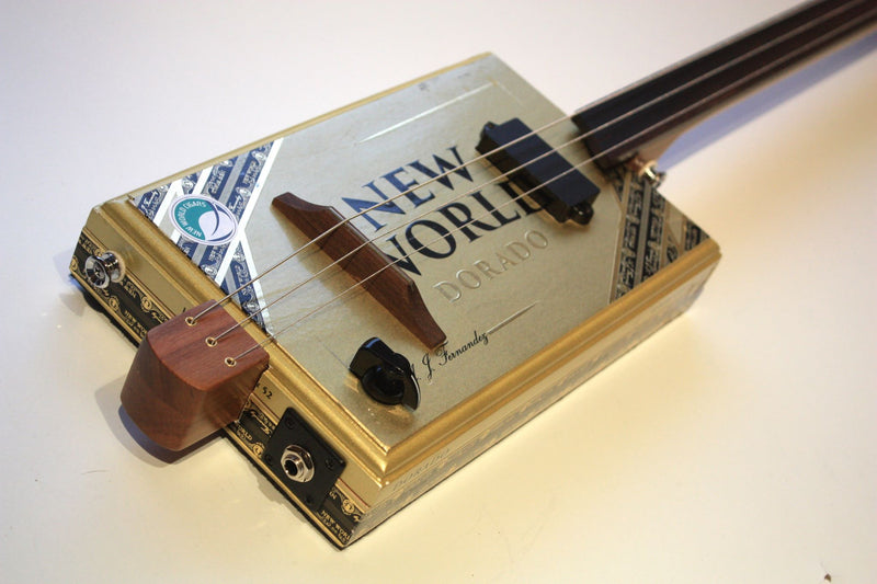 New World - Compact, Fretless - 3 string cigar box guitar