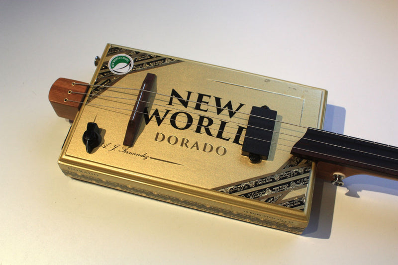 New World - Compact, Fretless - 3 string cigar box guitar