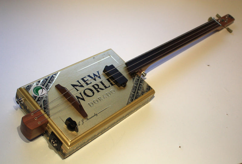 New World - Compact, Fretless - 3 string cigar box guitar