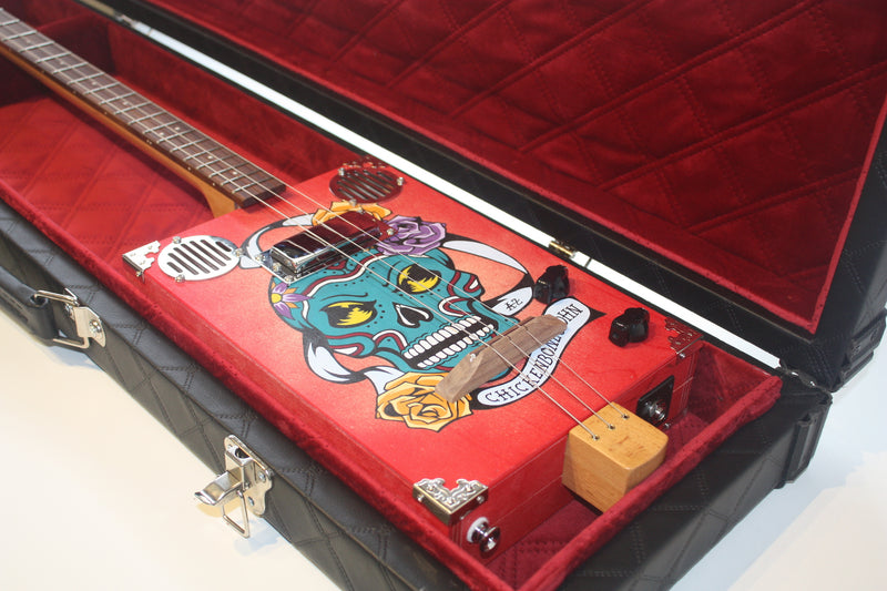 Handpainted Skulls 'n ' Roses - 3 String CBG with custom hardshell case.