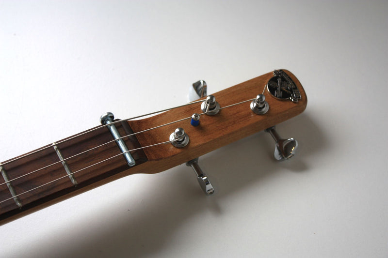 Workshop Series - "Hoodoo Love me or Die" Blue crackle  - 3 String Cigar Box Guitar