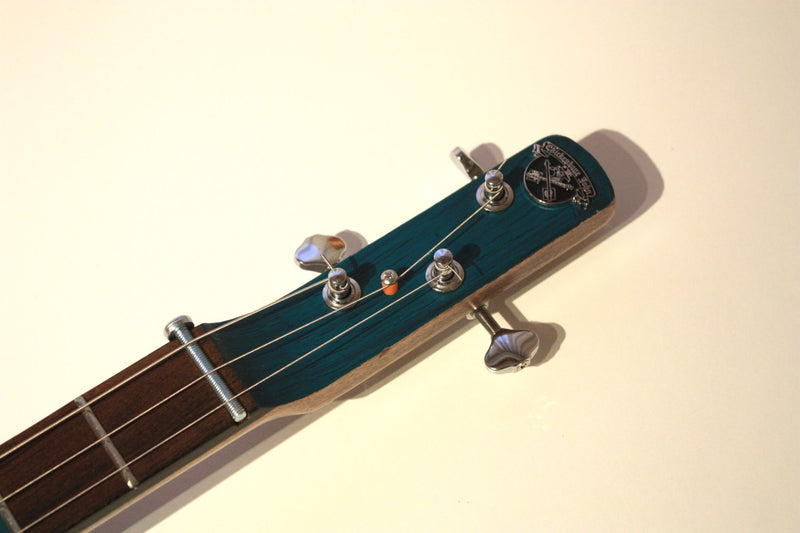 Workshop Series - Custom "I Went Down to the Crossroads" Dark Blue crackle - 3 String Cigar Box Guitar