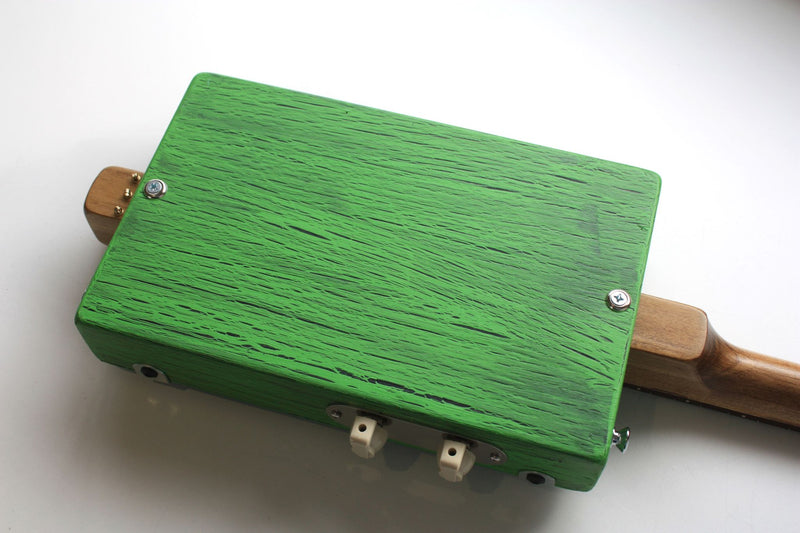 Workshop Series - Custom "Sympathy for the Devil" Green crackle - 3 String Cigar Box Guitar