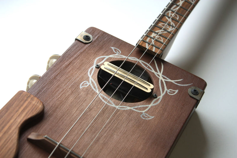 Workshop Series - Custom "Vine Leaf" Russet - 3 String Cigar Box Guitar