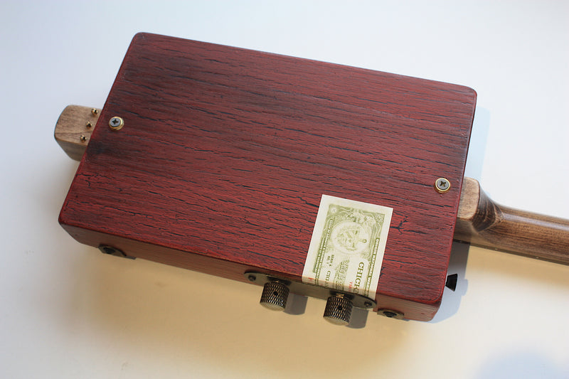Workshop Series - Custom "Hoodoo Spirit" red crackle - 3 String Cigar Box Guitar