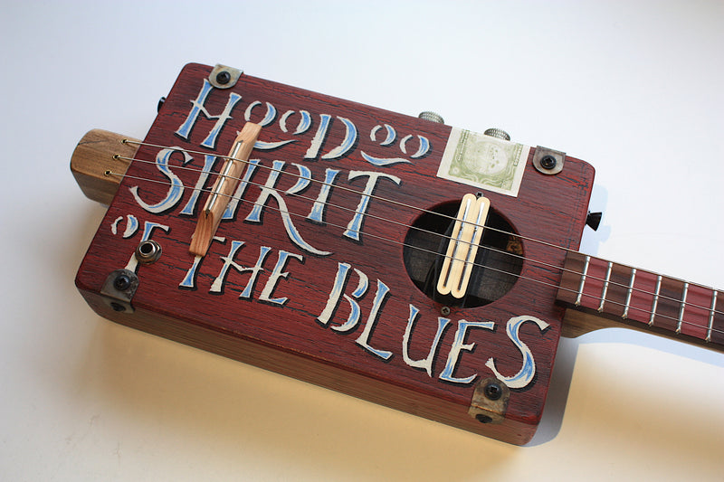 Workshop Series - Custom "Hoodoo Spirit" red crackle - 3 String Cigar Box Guitar