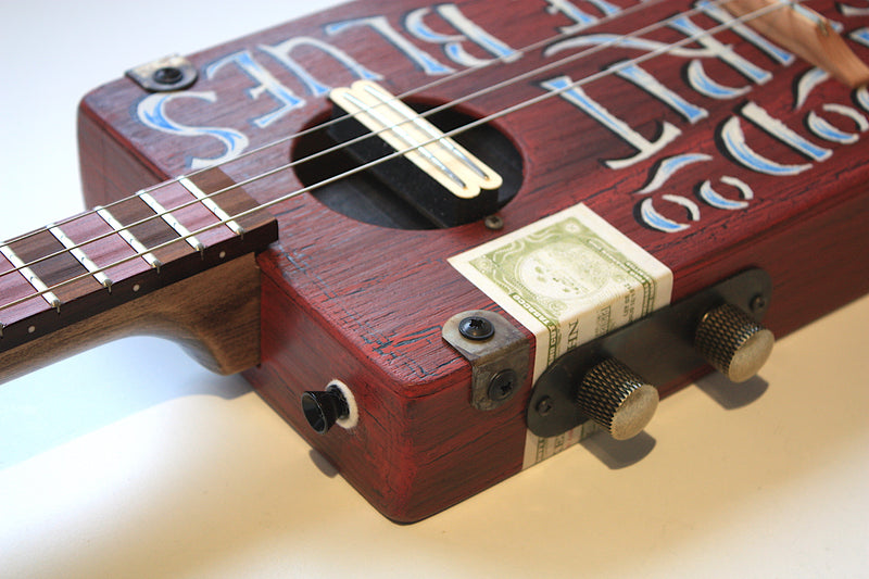 Workshop Series - Custom "Hoodoo Spirit" red crackle - 3 String Cigar Box Guitar