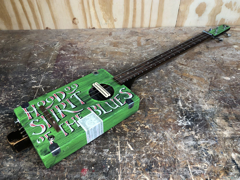 Workshop Series - Custom "Sympathy for the Devil" Green crackle - 3 String Cigar Box Guitar