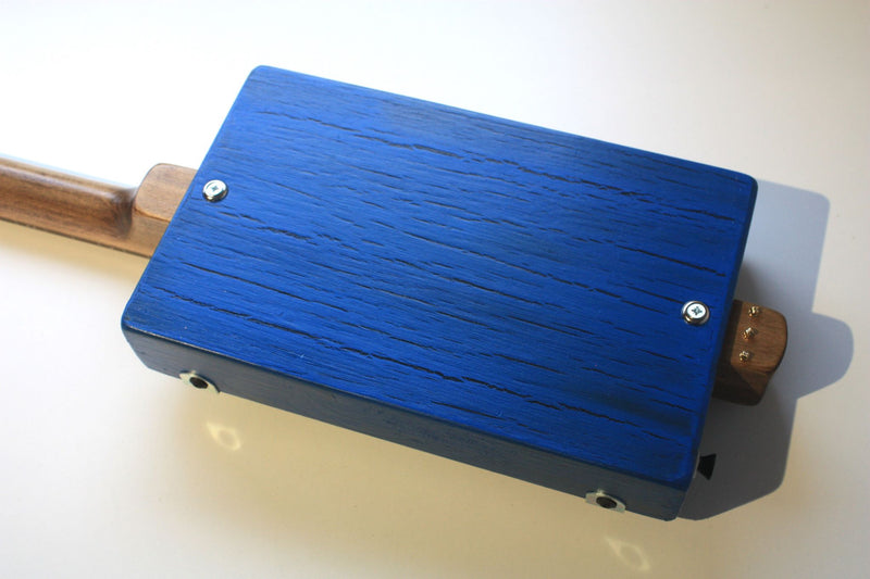 Workshop Series - Fretless - "Hoodoo Spirit of the Blues" Bright Blue, LEFTY - 3 String Cigar Box Guitar