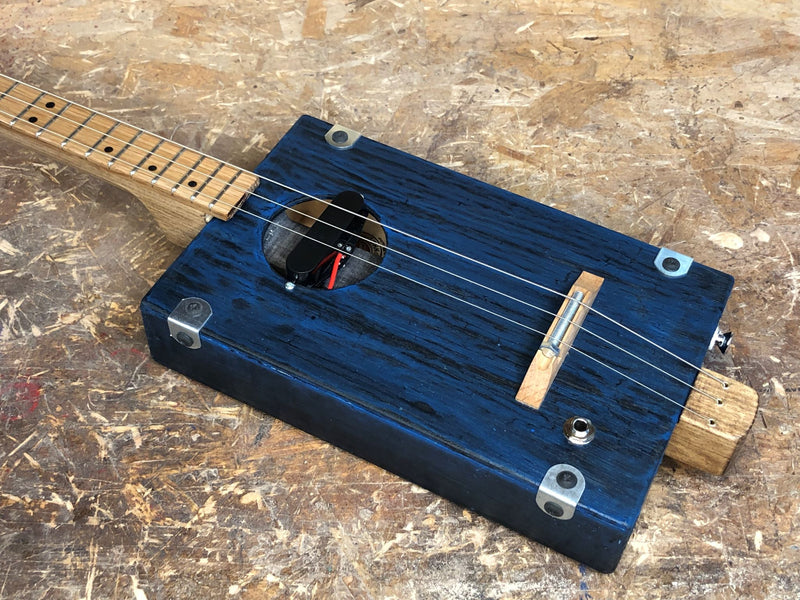Workshop Series - Dark Blue - 3 String Cigar Box Guitar LEFTY
