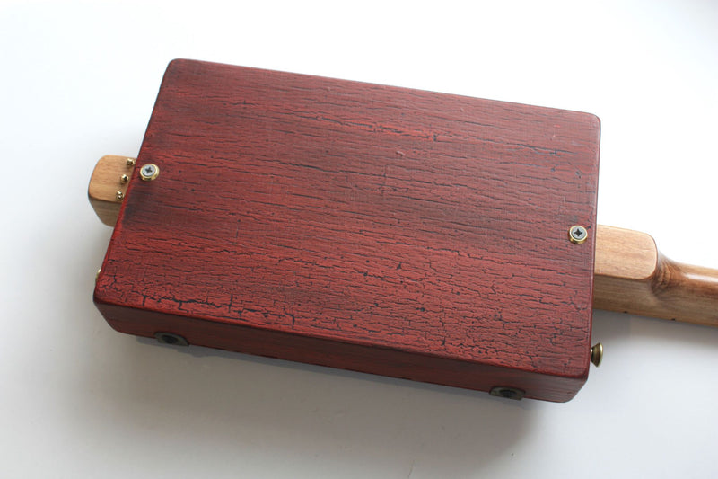 Workshop Series "I Went Down to the Crossroads" Red Crackle - 3 String Cigar Box Guitar