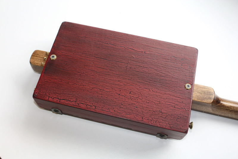 Workshop Series "I Went Down to the Crossroads" Red Crackle - 3 String Cigar Box Guitar