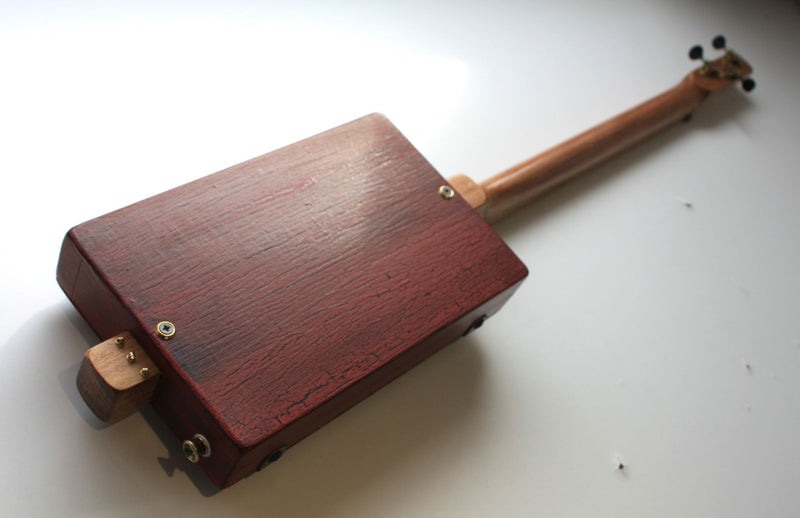 Workshop Series "I Went Down to the Crossroads" Red Crackle - 3 String Cigar Box Guitar