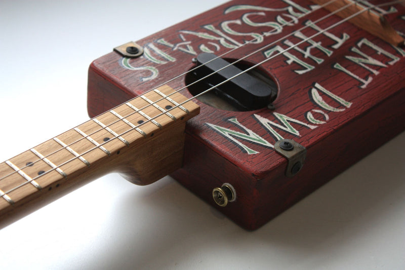 Workshop Series "I Went Down to the Crossroads" Red Crackle - 3 String Cigar Box Guitar