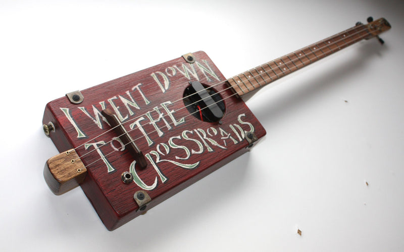 Workshop Series "I Went Down to the Crossroads" Red Crackle - 3 String Cigar Box Guitar