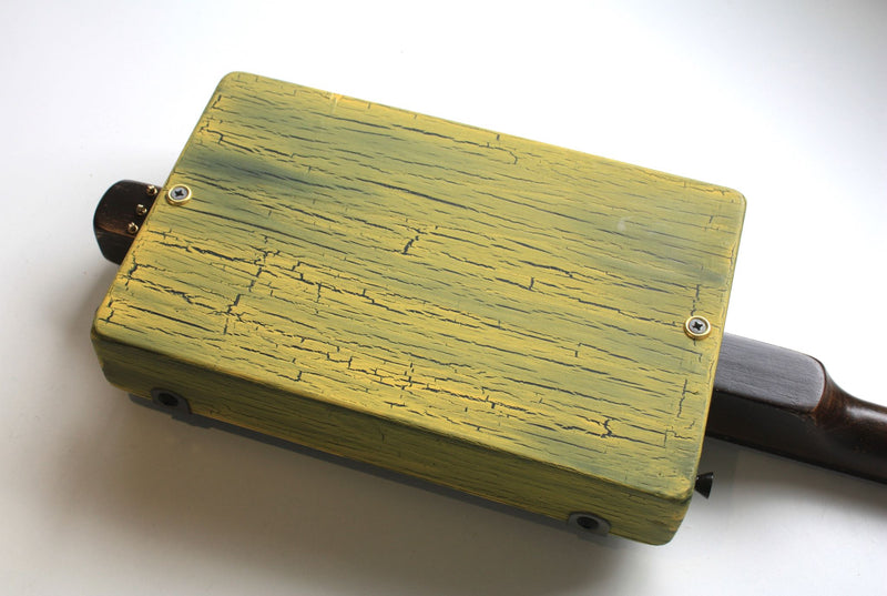 Workshop Series, Yellow "I Went Down to the Crossroads" - 3 String Cigar Box Guitar
