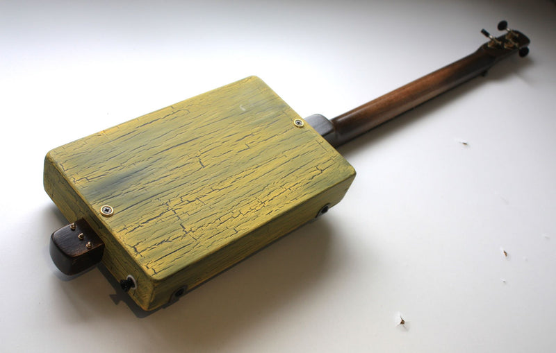 Workshop Series, Yellow "I Went Down to the Crossroads" - 3 String Cigar Box Guitar