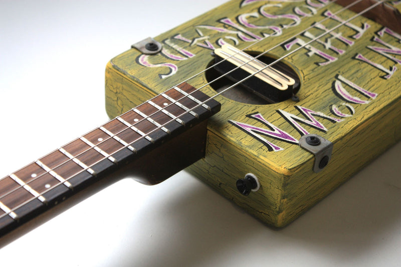 Workshop Series, Yellow "I Went Down to the Crossroads" - 3 String Cigar Box Guitar