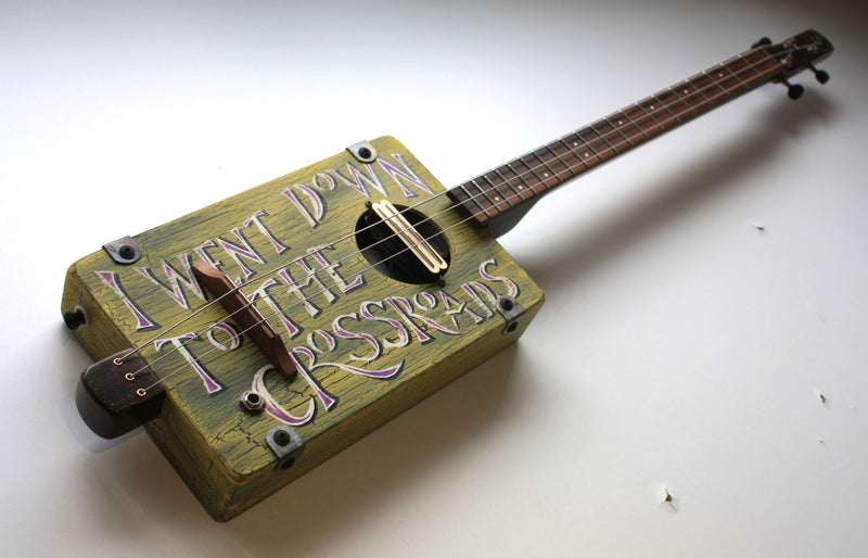 Workshop Series, Yellow "I Went Down to the Crossroads" - 3 String Cigar Box Guitar