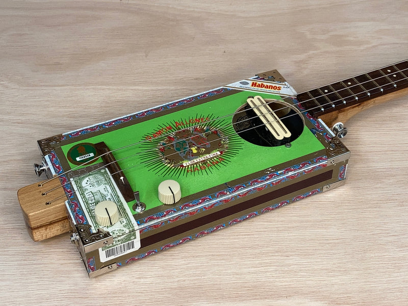 Ramon Allones short scale 3 string cigar box guitar - rail humbucker