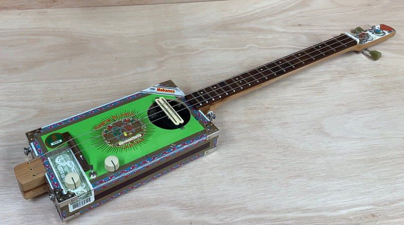 Ramon Allones short scale 3 string cigar box guitar - rail humbucker