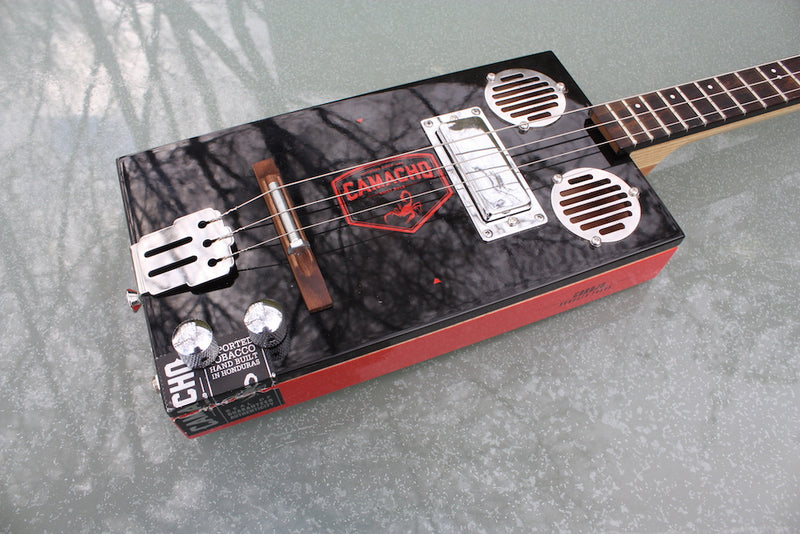 Camacho Red - humbucker pickup - 3 String Cigar Box Guitar