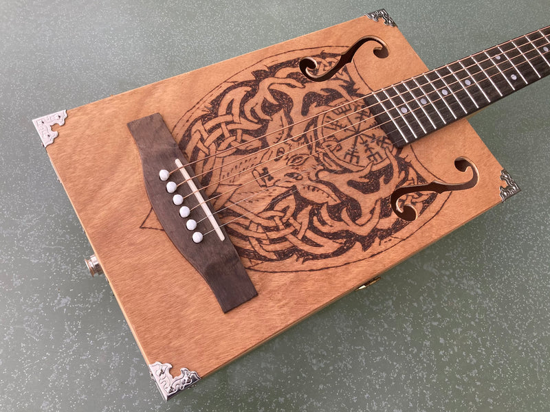 Jaegermeister style  6 string Acoustic cigar box guitar