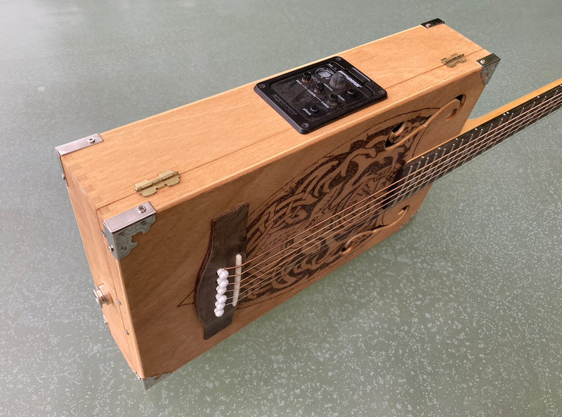Jaegermeister style  6 string Acoustic cigar box guitar