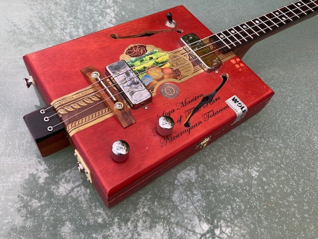 PRE OWNED Liga Maestro  twin humbucker cigar box guitar + hard case