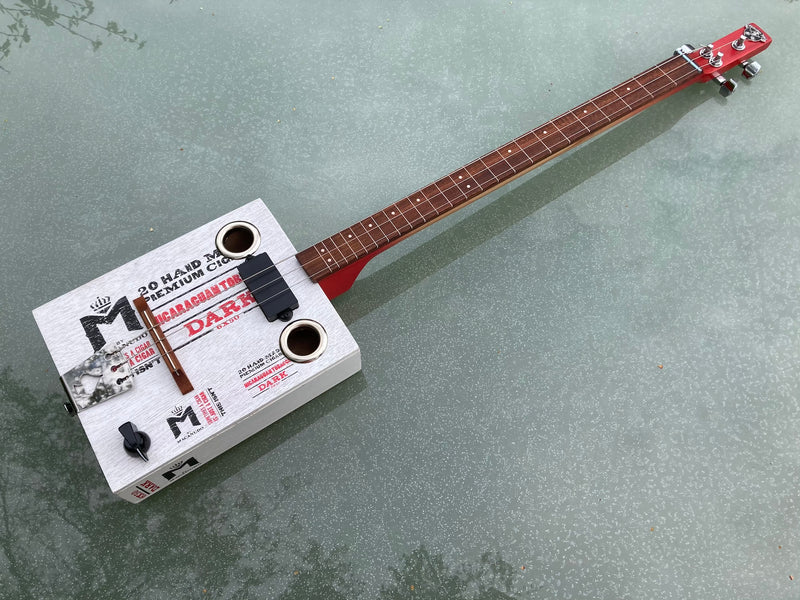 Macanudo fretless 3 String Cigar Box Guitar,  compact pickup, short scale