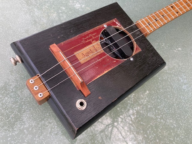 PRE-OWNED Rocky Patel,  strat pickup short scale - 3 String Cigar Box Guitar