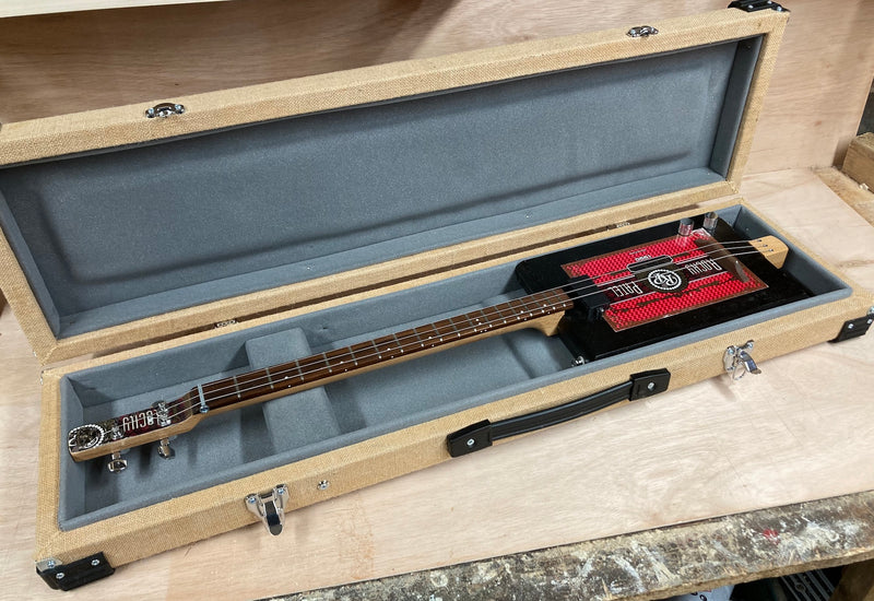 Rocky Patel Red 3 string cigar box guitar WITH CASE