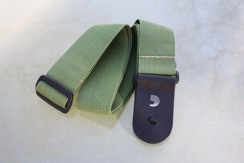 Guitar strap green made from polypropylen. Made by d'Addario.