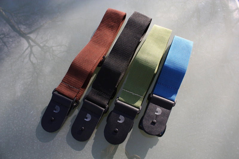 Guitar strap made from polypropylene available in various colours. Made by d'Addario.