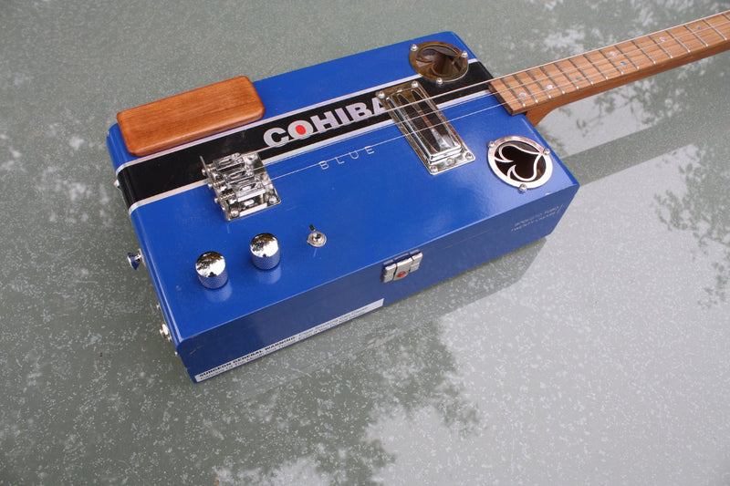 Cohiba, Big Blue Treble and Bass humbucker - 3 string cigarbox guitar