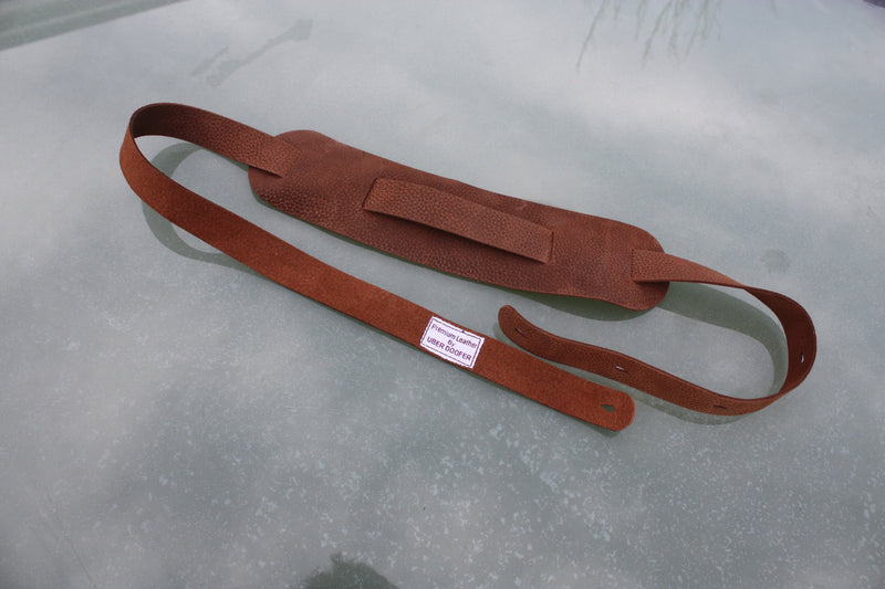Handmade Uber Doofer Leather Guitar Strap, available plain or with a shoulder pad.  