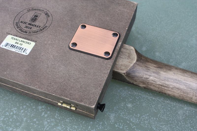 Texas Lancero 6 string tele-style cigar box guitar,  Bill Lawrence USA pickups, aged hardware