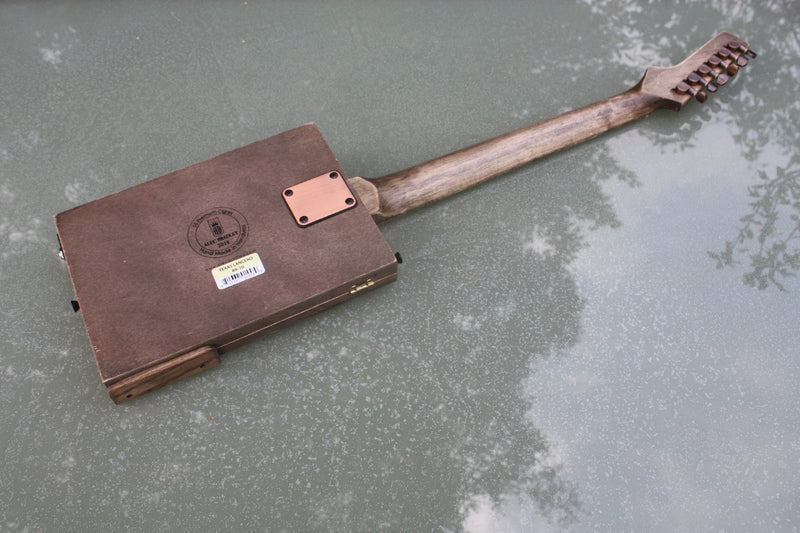 Texas Lancero 6 string tele-style cigar box guitar,  Bill Lawrence USA pickups, aged hardware