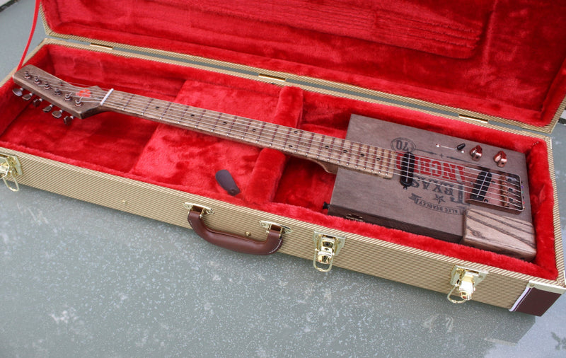 Texas Lancero 6 string tele-style cigar box guitar,  Bill Lawrence USA pickups, aged hardware